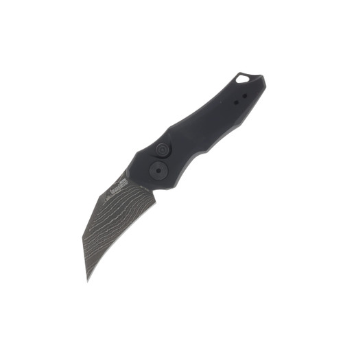 Kershaw Launch 10 Auto Folding Knife Black - 1.9in Damascus Hawkbill Acid Etch S/E Plain