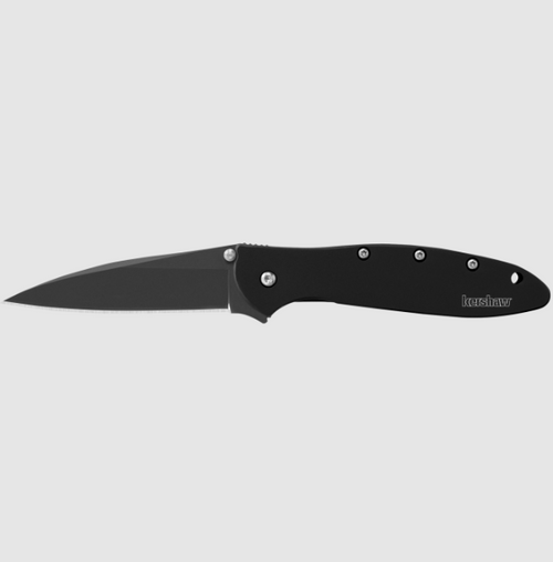 Kershaw Leek Folding Knife 3 Inch Plain Black Cerakote Drop Point
