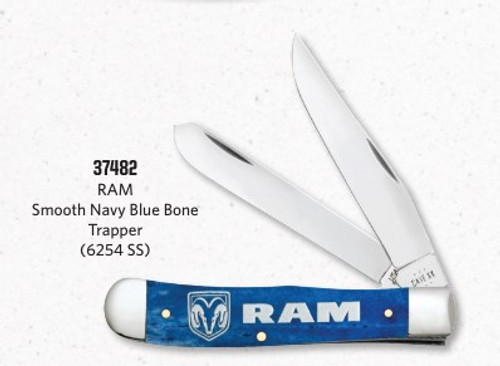 Case XX Ram Navy Blue Smooth Bone Trapper Folding Knife