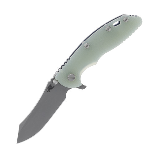 Hinderer 3.5 XM -18 Knife Skinner Tri-Way Battle Blue Translucent Green G-10