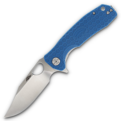 Honey Badger Medium Flipper Blue 3.19 Inch Plain Satin Clip Point