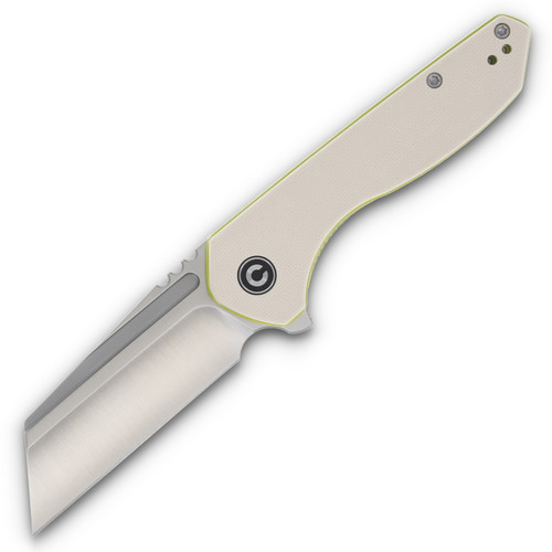 CIVIVI ExOne Folding Knife Ivory 2.94 Inch Plain Satin Reverse Tanto