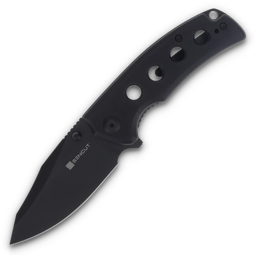 SENCUT Excalis Folding Knife 2.97 Inch Plain Black Reverse Tanto