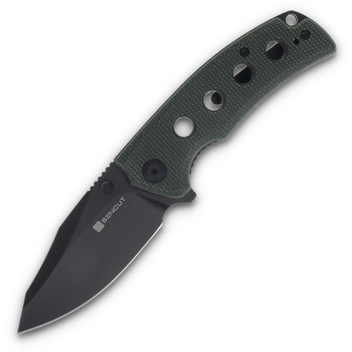 SENCUT Excalis Folding Knife Green 2.97 Inch Plain Black Reverse Tanto