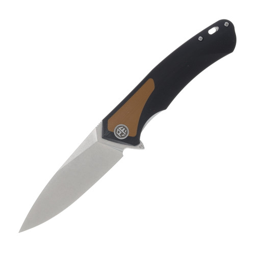 Petrified Fish Pub Black with Brown Folding Knife 3.7in Drop Point