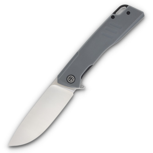 PETRIFIED FISH Loco Linerlock Flipper Satin D2 Drop point Blade Gray G10