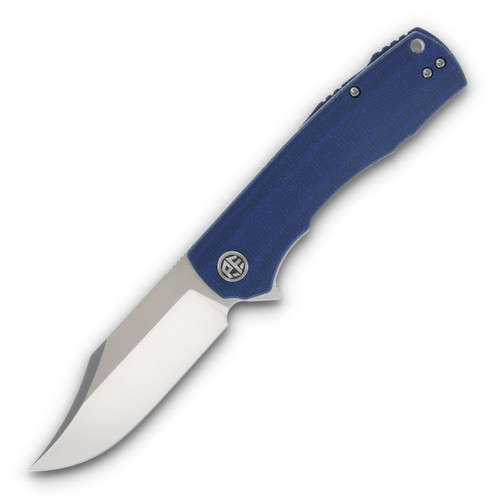 Petrified Fish Victor Blue Folding Knife 3.6in Satin Clip Point Blade