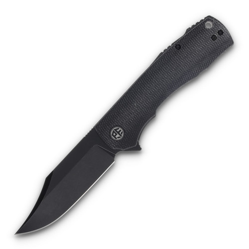 Petrified Fish Victor Black Micarta 3.6in Black Stonewash Clip Point