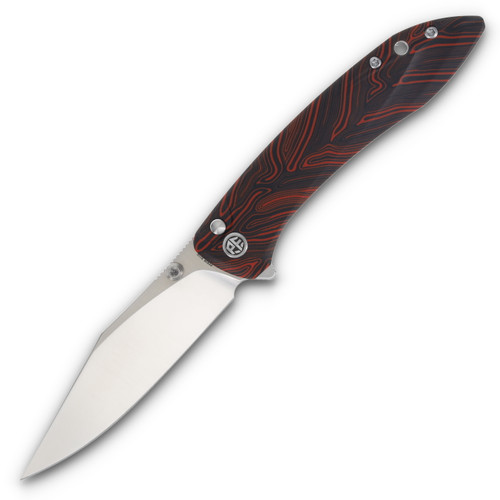 Petrified Fish Grow Folding Knife Red Gmascus 3.62in Clip Point