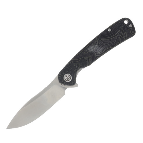 Petrified Fish Rogue Linerlock Flipper Satin 154CM Drop Point Blade Green G10 Handle PFE14GRDMS