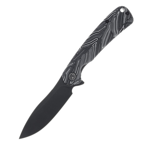 Petrified Fish Rogue Linerlock Flipper Black Stonewashed 154CM Drop Point Blade Red GMascus G10 Handle PFE14RDMW