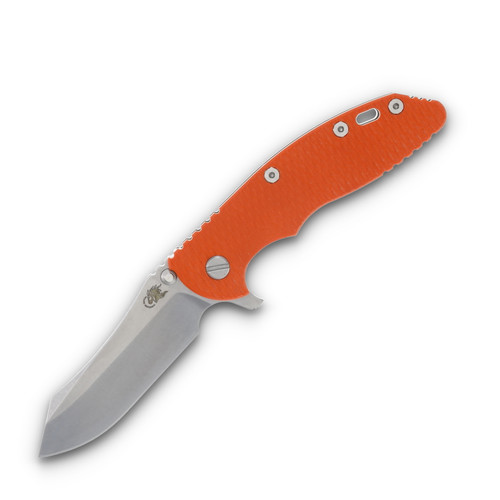 Hinderer XM-18 Orange G10 Stonewash Titanium 3.5in Skinner Blade