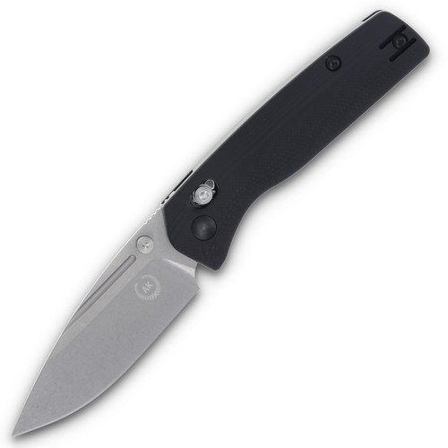 Asher Knife Co Spiro Crossbar 3.2in Plain Stonewash Drop Point