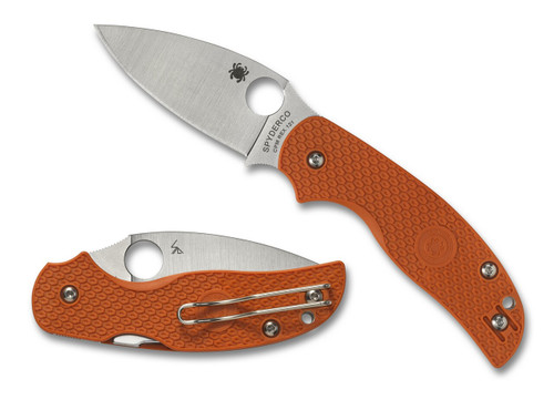 Spyderco Sage 5 Lightweight Burnt Orange 3 Inch Plain Satin Leaf Front Open and Back Closed