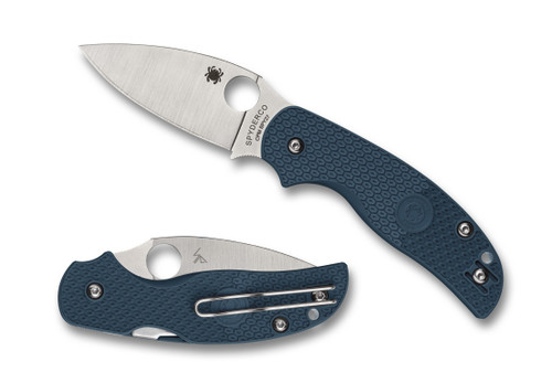 Spyderco Sage 5 Lightweight Cobalt Blue 3 Inch Plain Satin Leaf Front Open and Back Closed