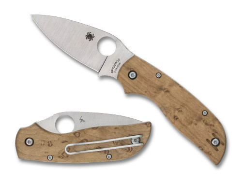 Spyderco Chaparral SLIPIT Bideseye Maple 2.77 Inch Plain Satin Leaf Front Open and Back Closed