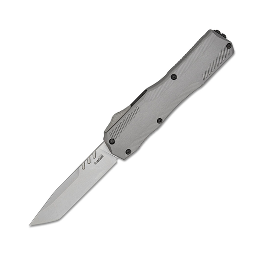 Kershaw Livewire OTF Gray Aluminum PLAIN STONEWASH SPEAR POINT