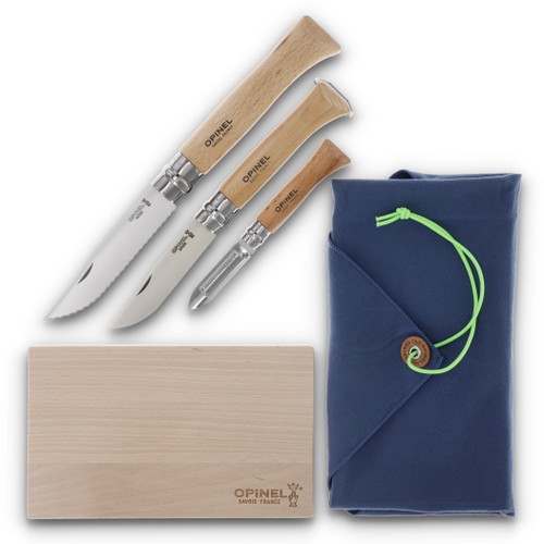 Opinel Nomad Cooking Kit 5-Piece Travel Set Olive Wood Handles