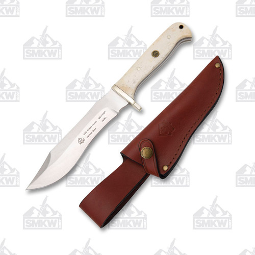 Puma SGB Buffalo Hunter White Smooth Bone 5.7in Plain Satin Modified Clip Point 1