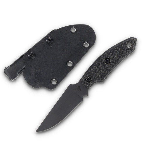 Jackalope Knives Banshee 2.75 Inch Plain Black Stonewash Clip Point with Sheath 1