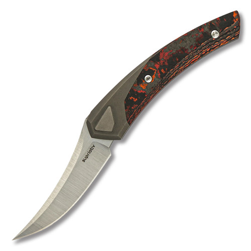 Suprlativ Piranha M4 Satin Blade Titanium Dark Blast Handle Mars Valley Fat Carbon