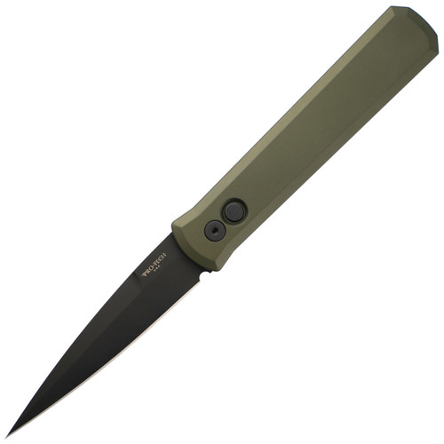 Pro Tech Auto Godfather Green Handle Black Blade Plain Edge