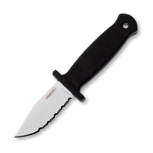 Demko Knives Armiger 2 Fixed Blade Knife 2in Serrated Satin Clip Point 1