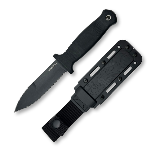 Demko Knives Armiger 4 Black Thermal Pastic Rubber Spear Point Serrated