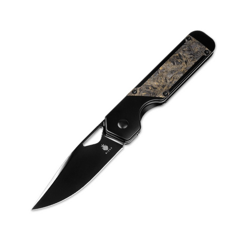 Kizer Militaw Folding Knife Gold Camo 3.36 Inch Plain Black Clip Point