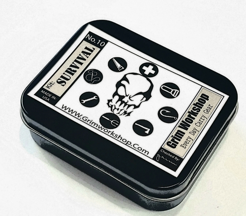 Grim Workshop Black Credit Card Size Survival Tins - Survival Kit Sticker