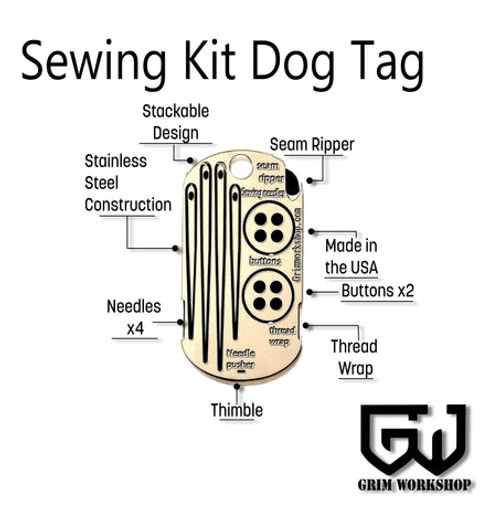 Grim Workshop Sewing Kit Dog Tag: Survival Sewing Necklace