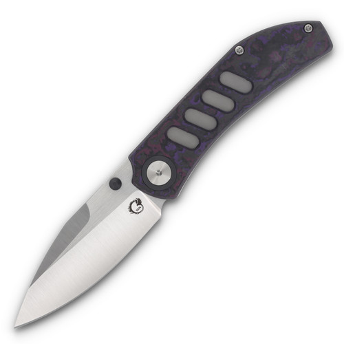 Yan SMKW Exclusive Chevron Folding Knife Purple Haze FatCarbon with Thumb Stud