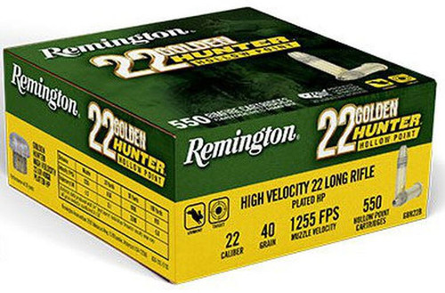 Remington Golden Hunter 22 LR 40 Grain Brass 550 Rounds Plated JHP