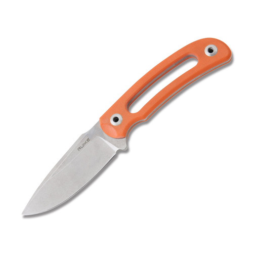 Ruike Hornet Fixed Blade Orange 3.35 Inch Plain Stonewash Drop Point RUPF815J