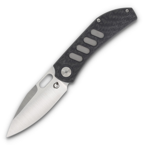 Yan Chevron Folding Knife Carbon Fiber 3.25in Plain Satin Spear Point