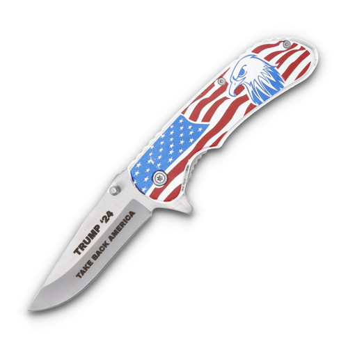 Trump 2024 Take Back America Bald Eagle Folding Knife 4.5in Closed