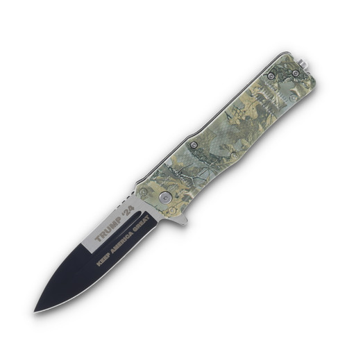 Trump 2024 Keep America Great Camo Folding Knife 4.75in Closed