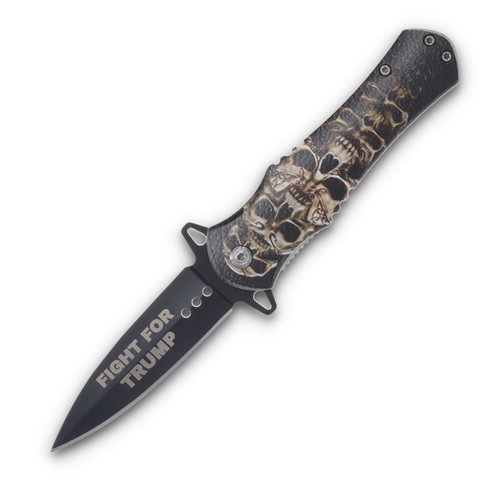 Trump 2024 Fight For Trump Skull Stack Folding Knife 4.5in Closed