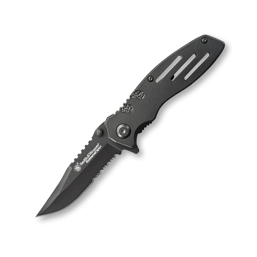 Smith & Wesson Extreme Ops Black 3.1in Part Serrated Clip Point Blade