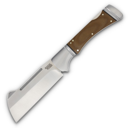 Rough Ryder Camp Side Cleaver Brown Burlap Micarta