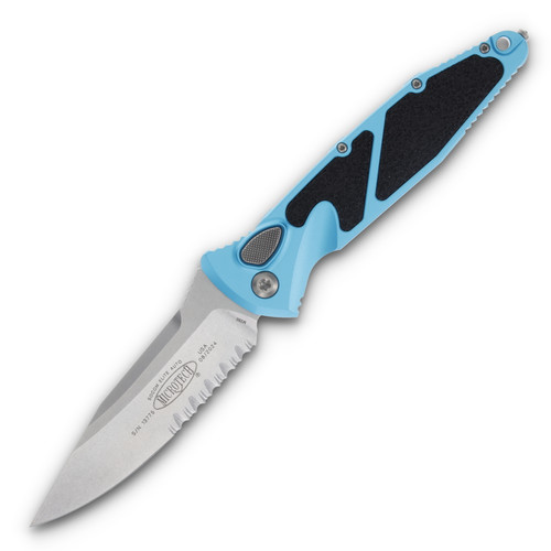 Microtech Socom Elite S/E Auto Knife Turquoise 4in Stonewash Part Serrated Blade