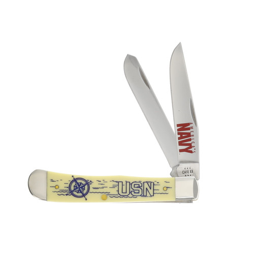Case U.S. Navy Smooth Yellow Synthetic Trapper Folding Knife CA17728