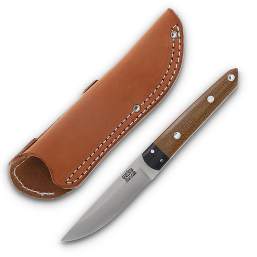 Bark River Kwaiken Fixed Blade Knife 4.25in Plain Edge Natural Canvas Micarta