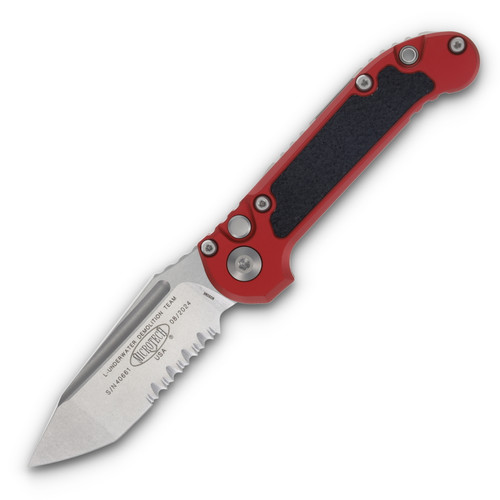 Microtech LUDT Gen III Red Auto Knife 3.5in P/S Stonewash Tanto Point