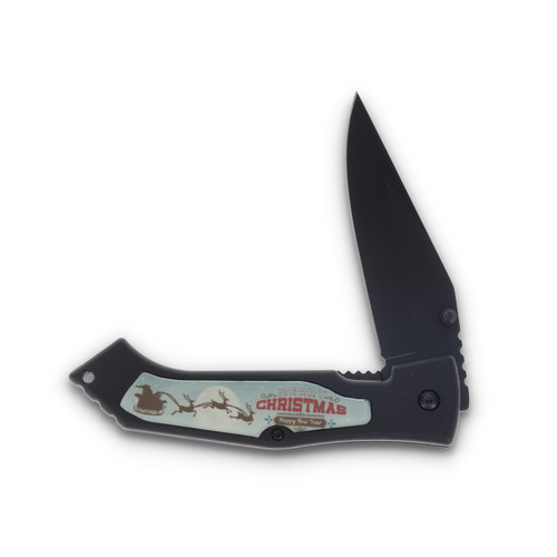 Frost Merry Christmas Santa Sleigh Black Folder