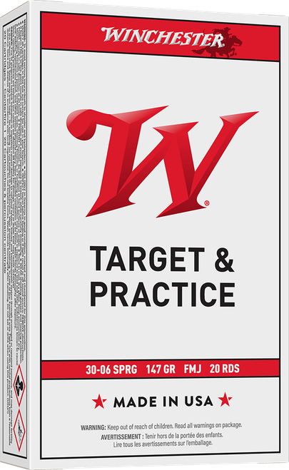 Winchester USA White Box .30-06 Springfield 147gr FMJ Brass Ammo 20 Rd