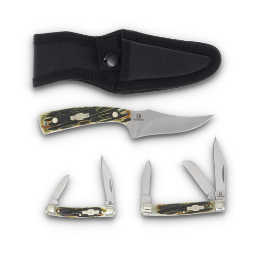 Rough Ryder Skinner Stockman Pen Knife 3 pc. Gift Tin Set