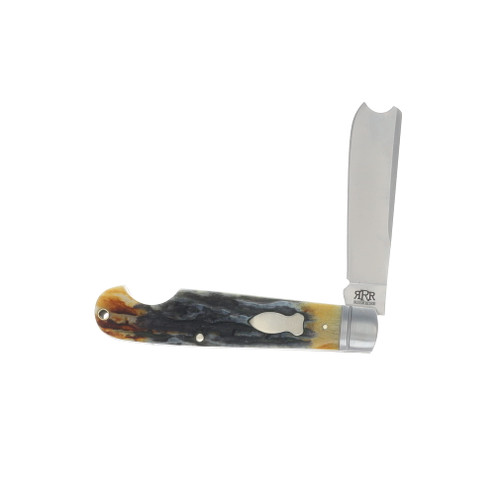 Rough Ryder Reserve Brown Stag Bone One Arm Razor Folding Knife RRR001CB