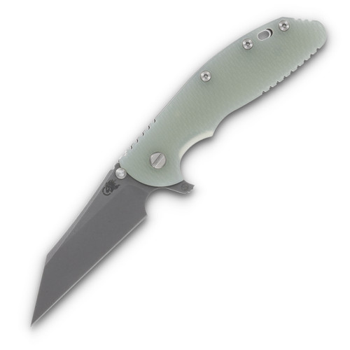 Hinderer XM-24 4.0 Skinny Wharncliffe Working Finish Titanium Translucent Green G-10