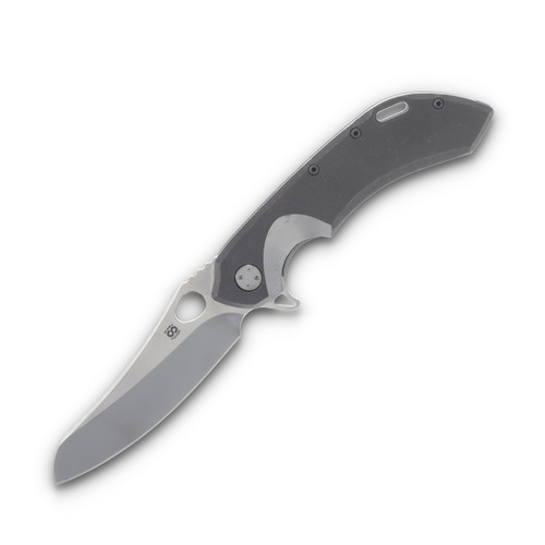 Olamic Wayfarer 247 Folding Knife 180C Satin S90V Mouflon Stonewash Titanium Partial Waveform